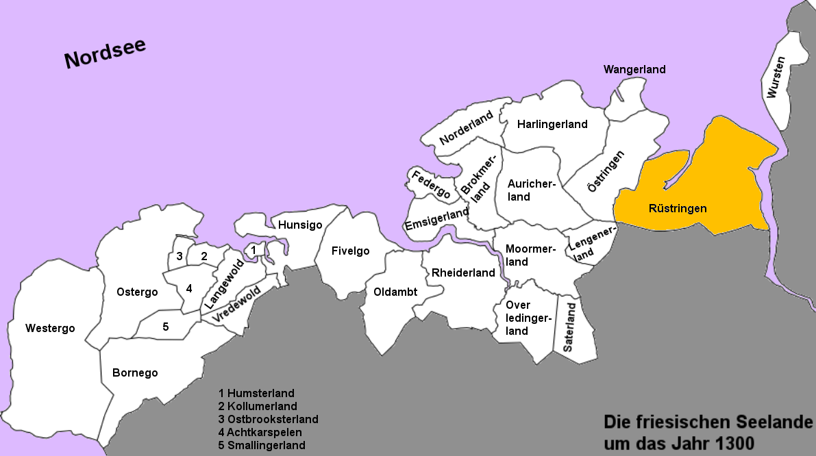 De Friese landschappen rond 1300.