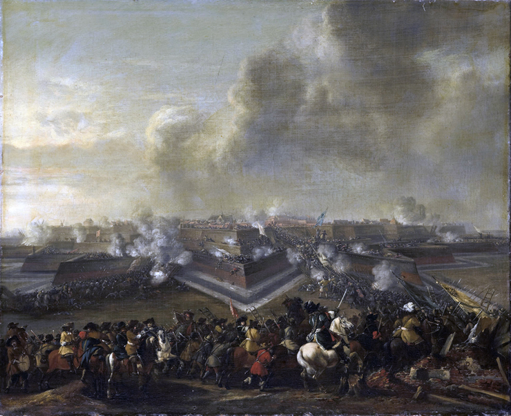 De bestorming van Coevorden op 30 december 1672, geschilderd door Pieter Wouwerman. Het schilderij is gemaakt tussen 30 december 1672 en 9 mei 1682 op canvas en is 65.5 cm hoog en 80.5 cm breed. Bron/eigendom: Rijksmuseum Amsterdam. Liceentie: Public Domain