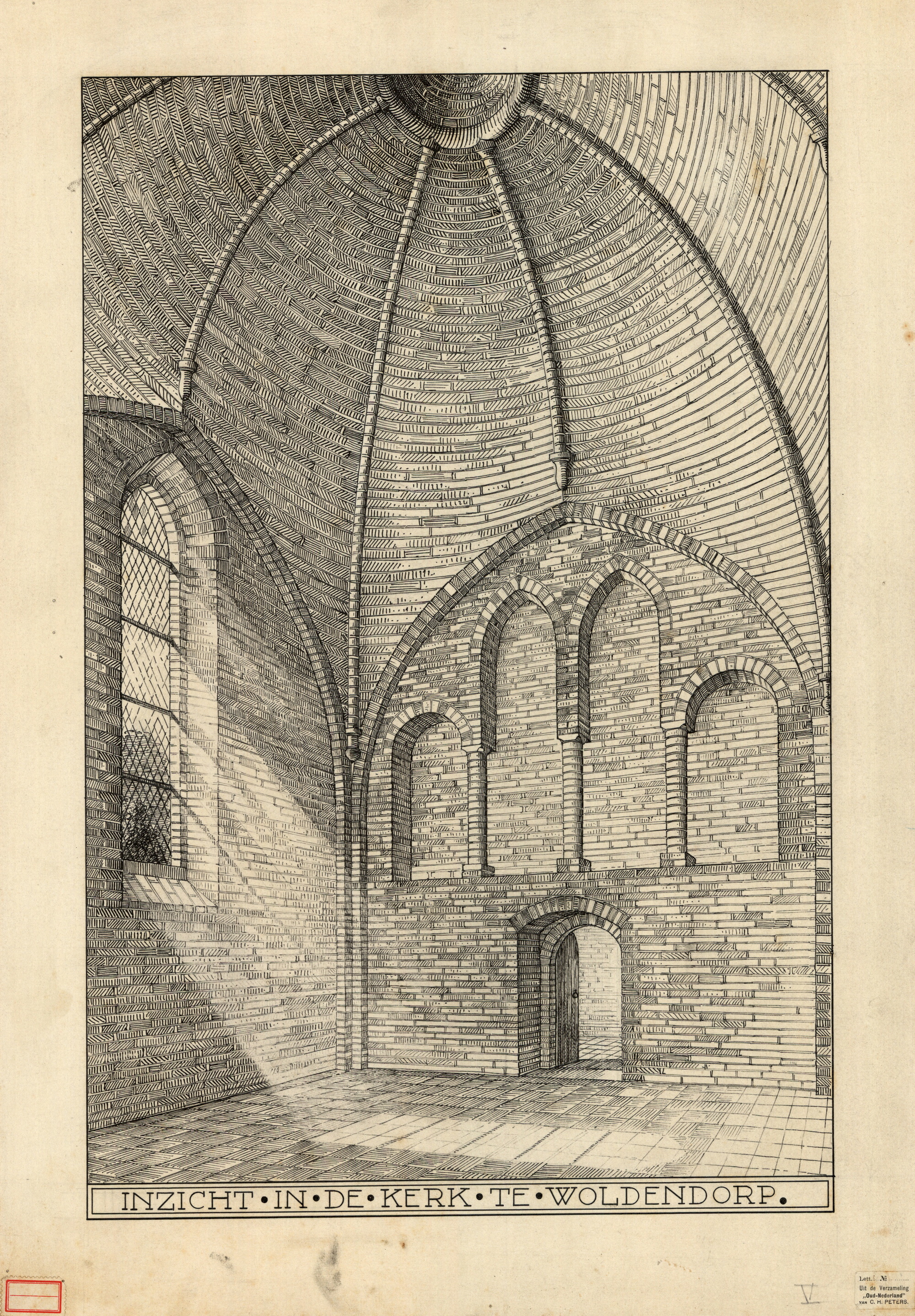 Interieur van de westzijde van de kerk van Woldendorp. Vervaardiger C.H. Peters, 1890-1920. Verzameling Peters (No. 625 uit de verzameling van C.H. Peters) (uit de verzameling "Oud Nederland" van C.H. Peters). Afgebeeld in Oud Groningen : Stad & Lande / C.H. Peters, p. 170. Bibl.nr. 1769-2707. Bron: RHC GA, Groninger Archieven, Beeldbank Groningen.